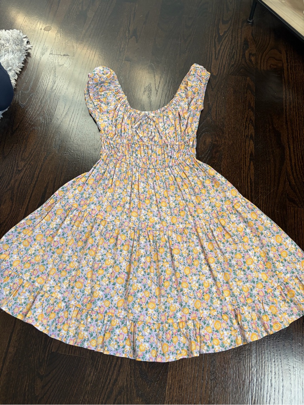 Aeropostale Yellow & Lavender Floral Smocked Dress